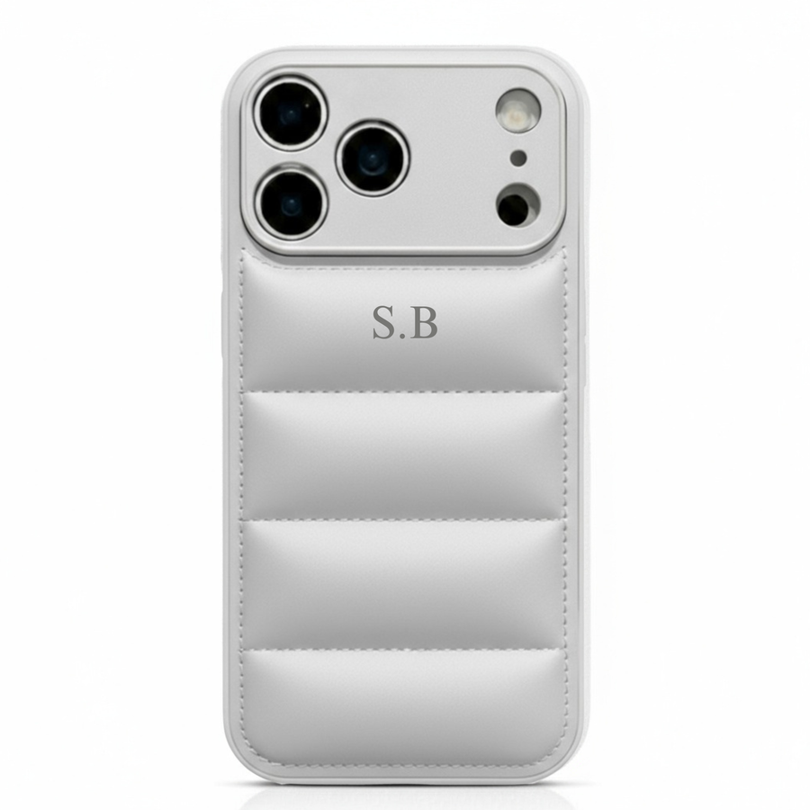 Silver Puffer Leather iPhone Case