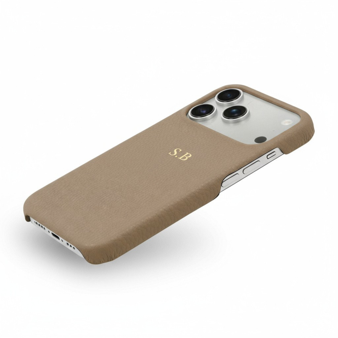 Beige Pebble Leather iPhone Case