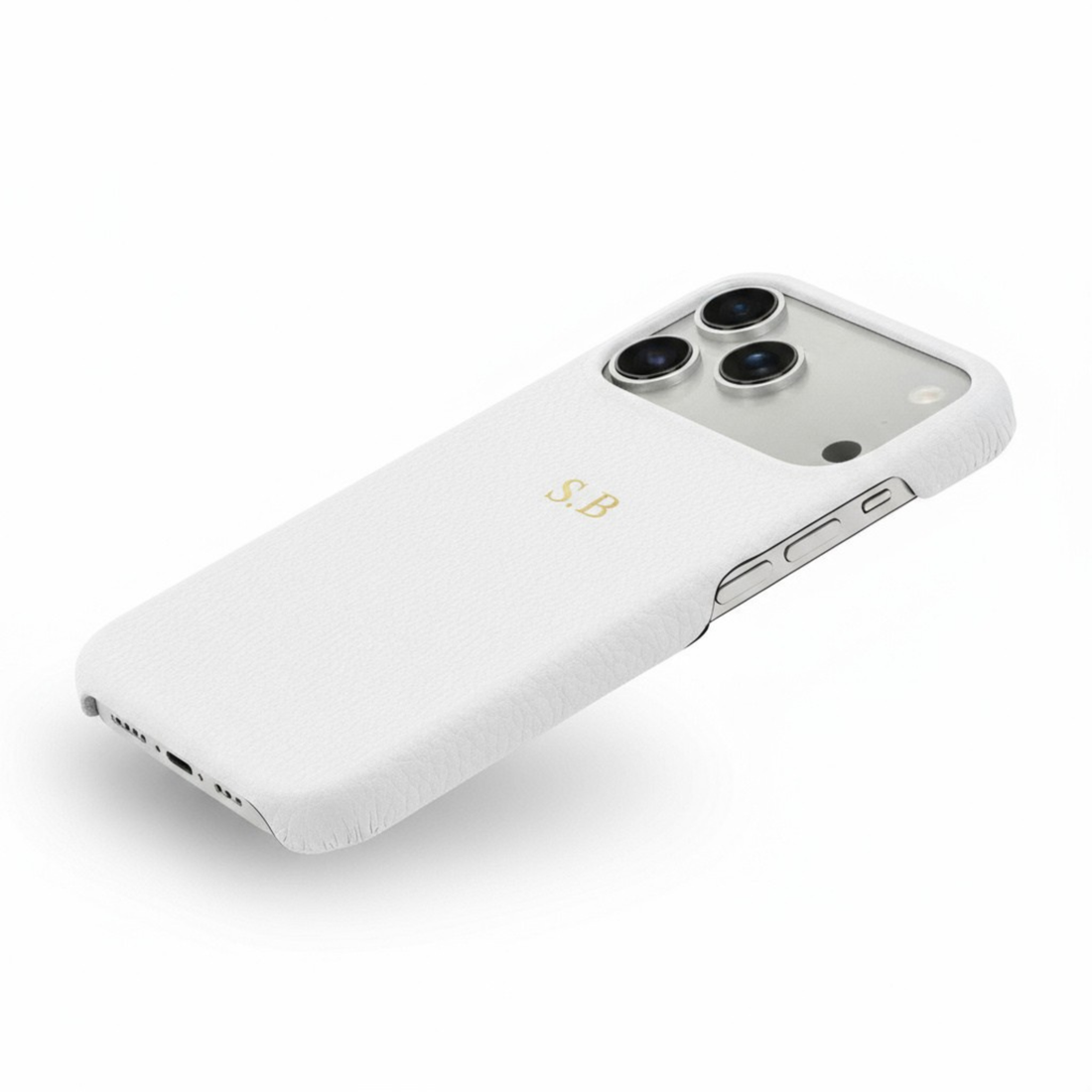 White Pebble Leather iPhone Case