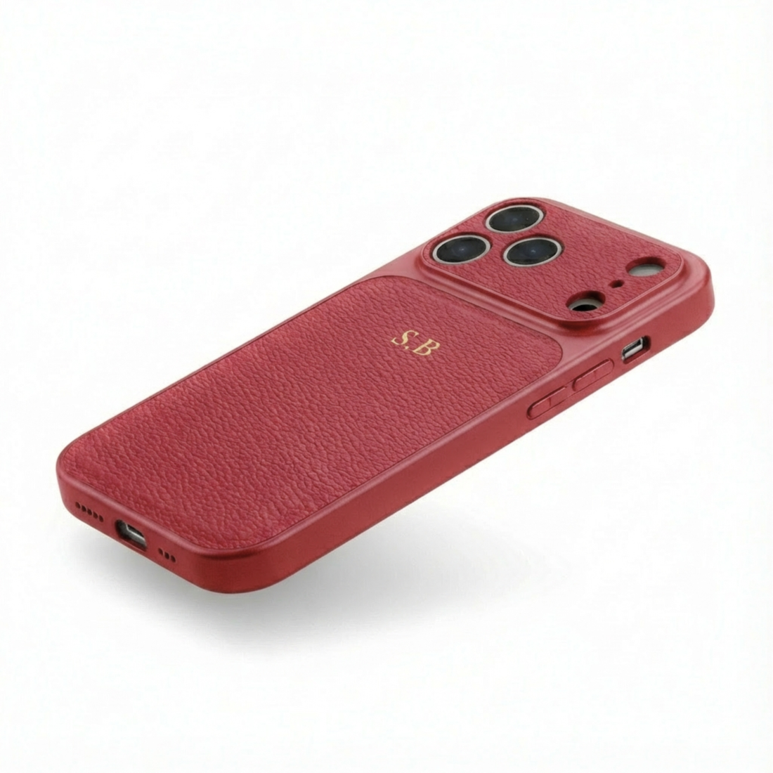 Red Personalized iPhone Case With Leather
