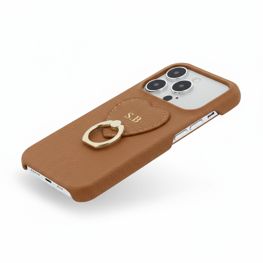Brown  Heart Ring Leather iPhone Case