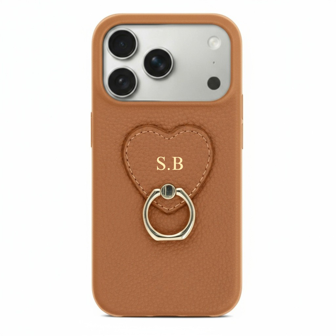 Brown  Heart Ring Leather iPhone Case