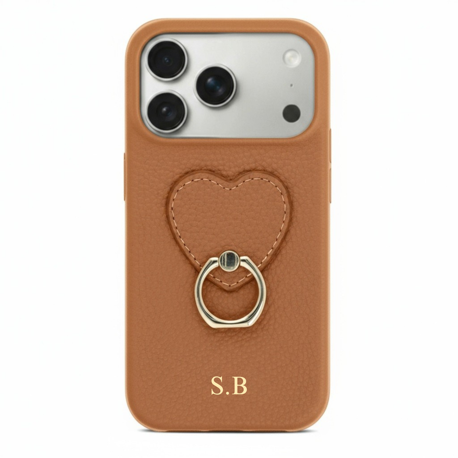 Brown  Heart Ring Leather iPhone Case