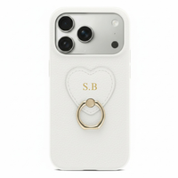 White  Heart Ring Leather iPhone Case