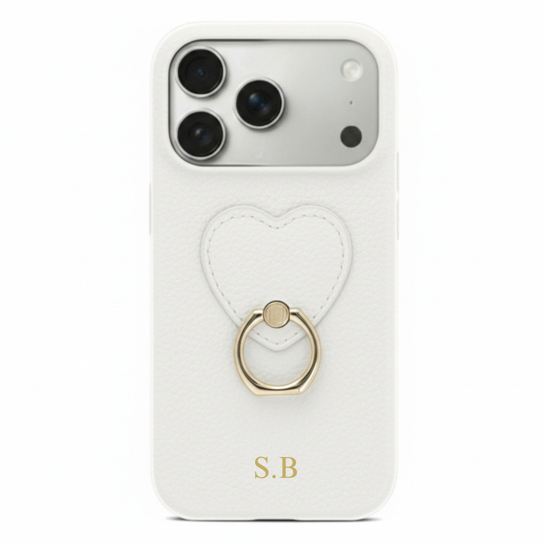 White  Heart Ring Leather iPhone Case