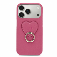 Hot Pink  Heart Ring Leather iPhone Case
