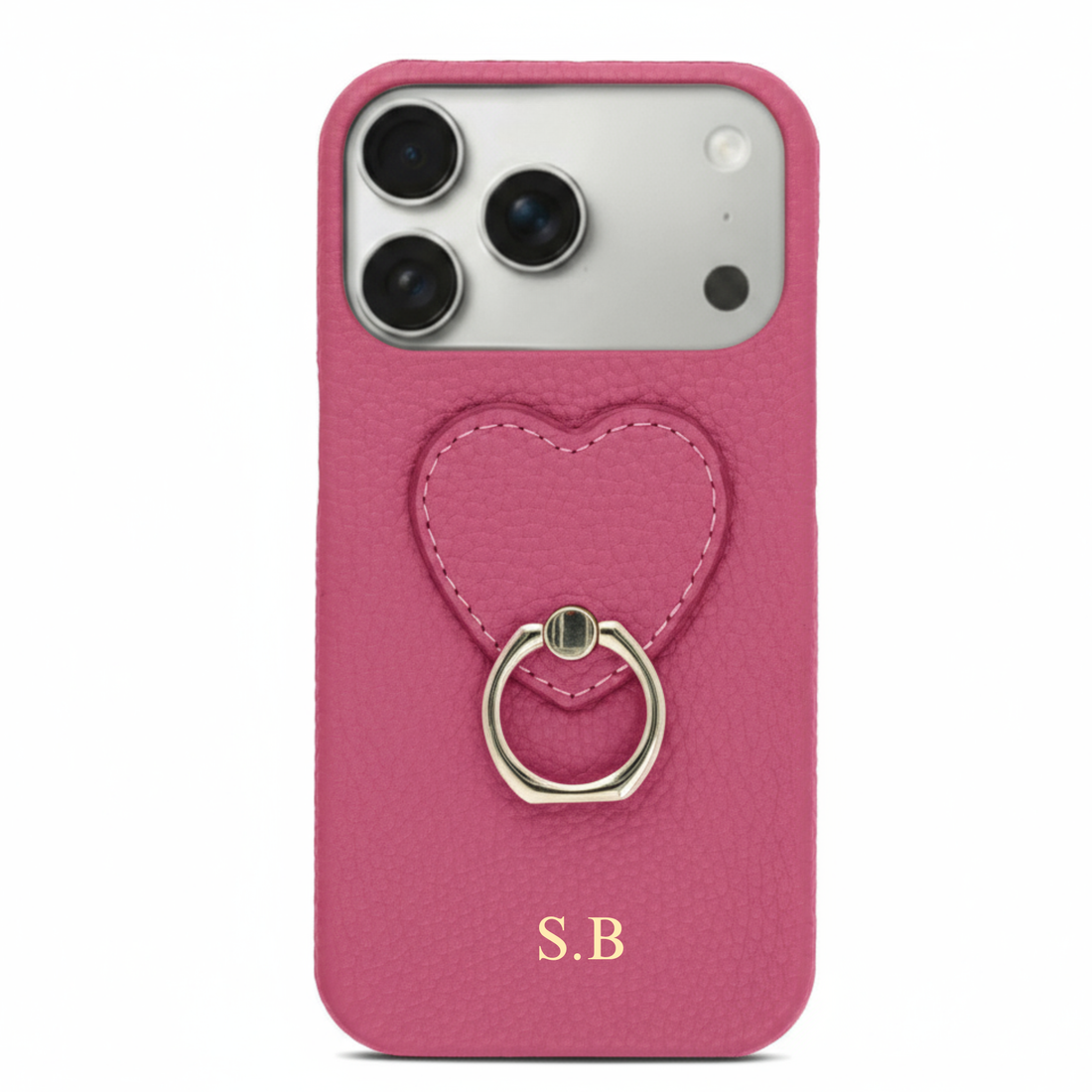 Hot Pink  Heart Ring Leather iPhone Case