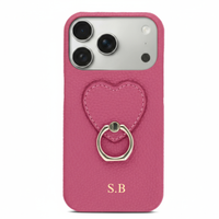 Hot Pink  Heart Ring Leather iPhone Case