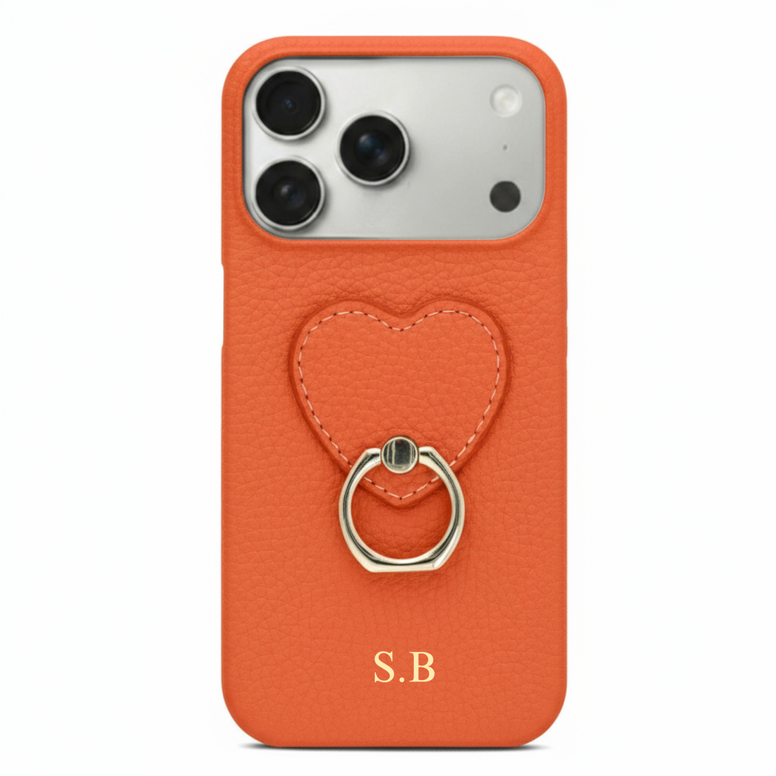 Orange  Heart Ring Leather iPhone Case
