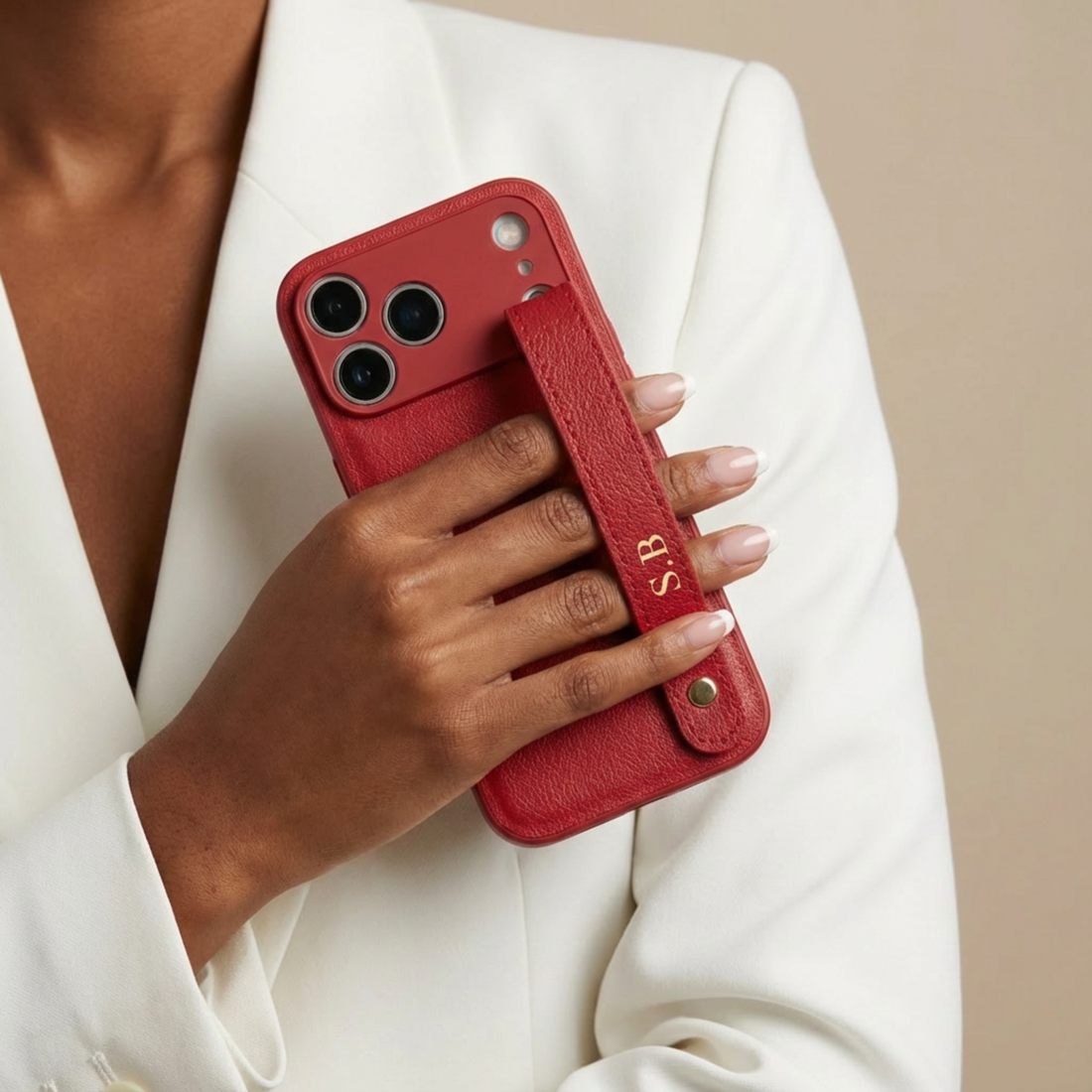 Red Leather iPhone Case with Strap