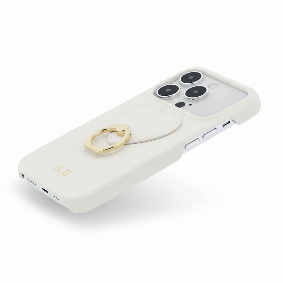 White  Heart Ring Leather iPhone Case