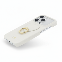 White  Heart Ring Leather iPhone Case