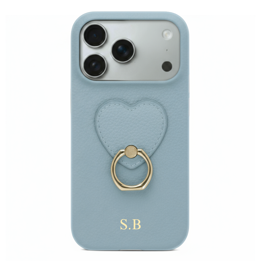Blue  Heart Ring Leather iPhone Case