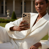 Beige Personalized Magnetic Leather iPhone Case