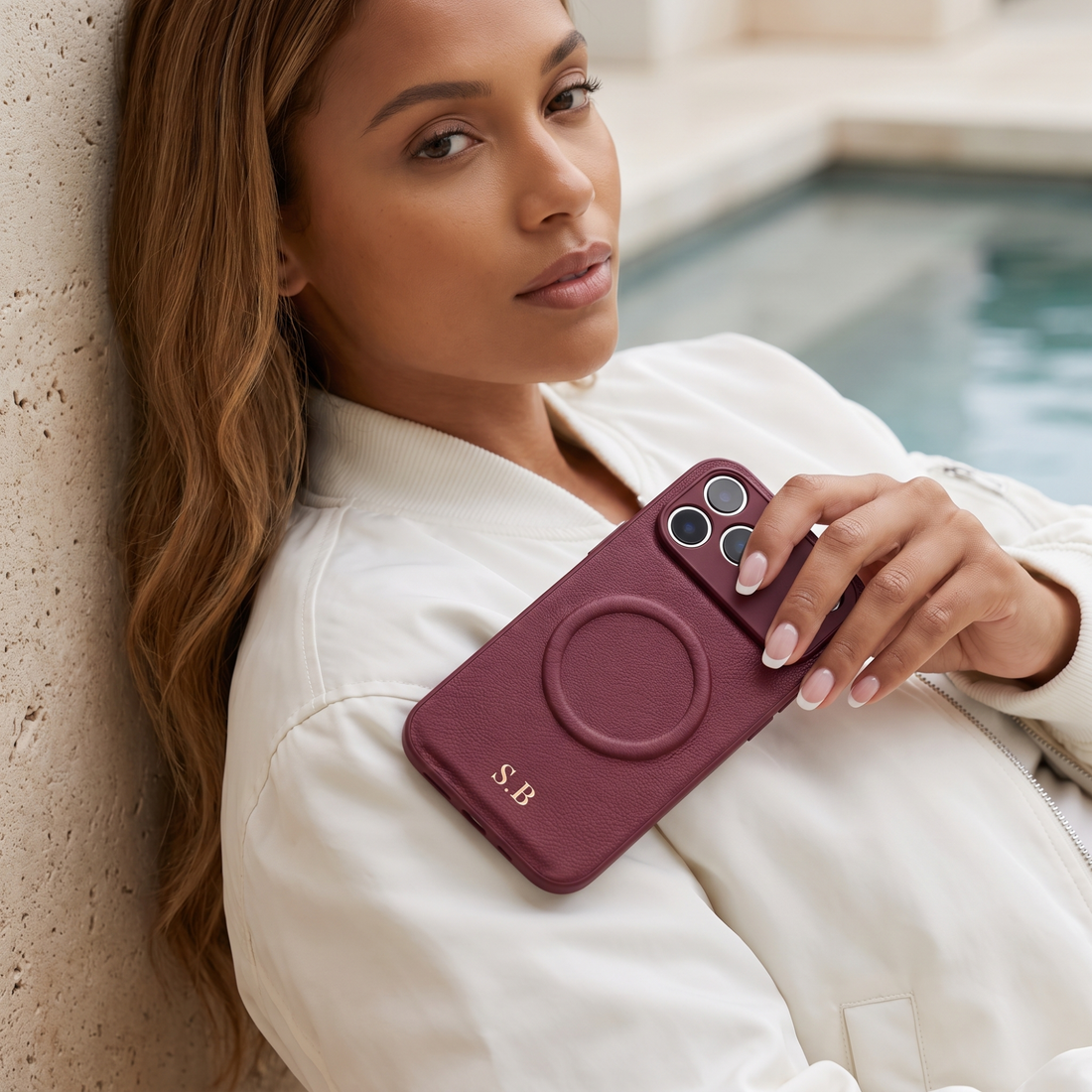 Wine Personalized Magnetic Leather iPhone Case