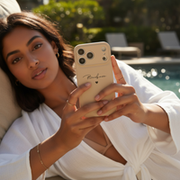 Beige Personalized Leather iPhone Case