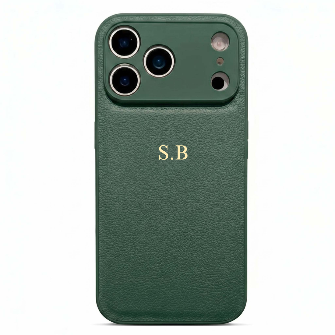 Green Personalized Leather iPhone Case