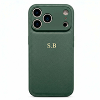 Green Personalized Leather iPhone Case