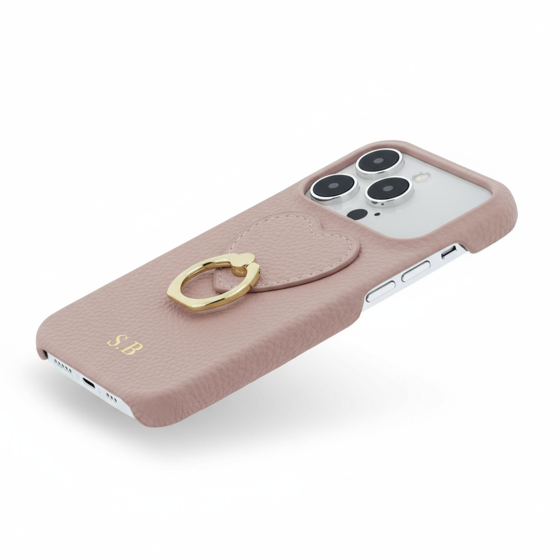 Pink  Heart Ring Leather iPhone Case