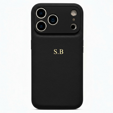 Black Personalized Leather iPhone Case