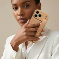 Beige Leather iPhone Case with Strap