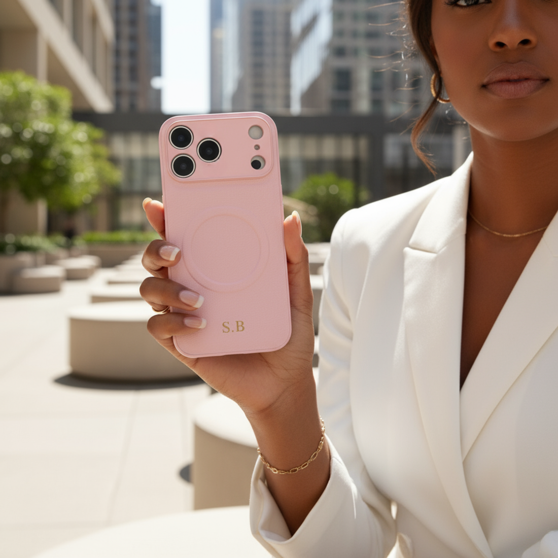 Pink Personalized Magnetic Leather iPhone Case