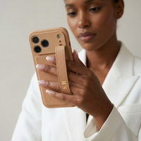 Beige Leather iPhone Case with Strap