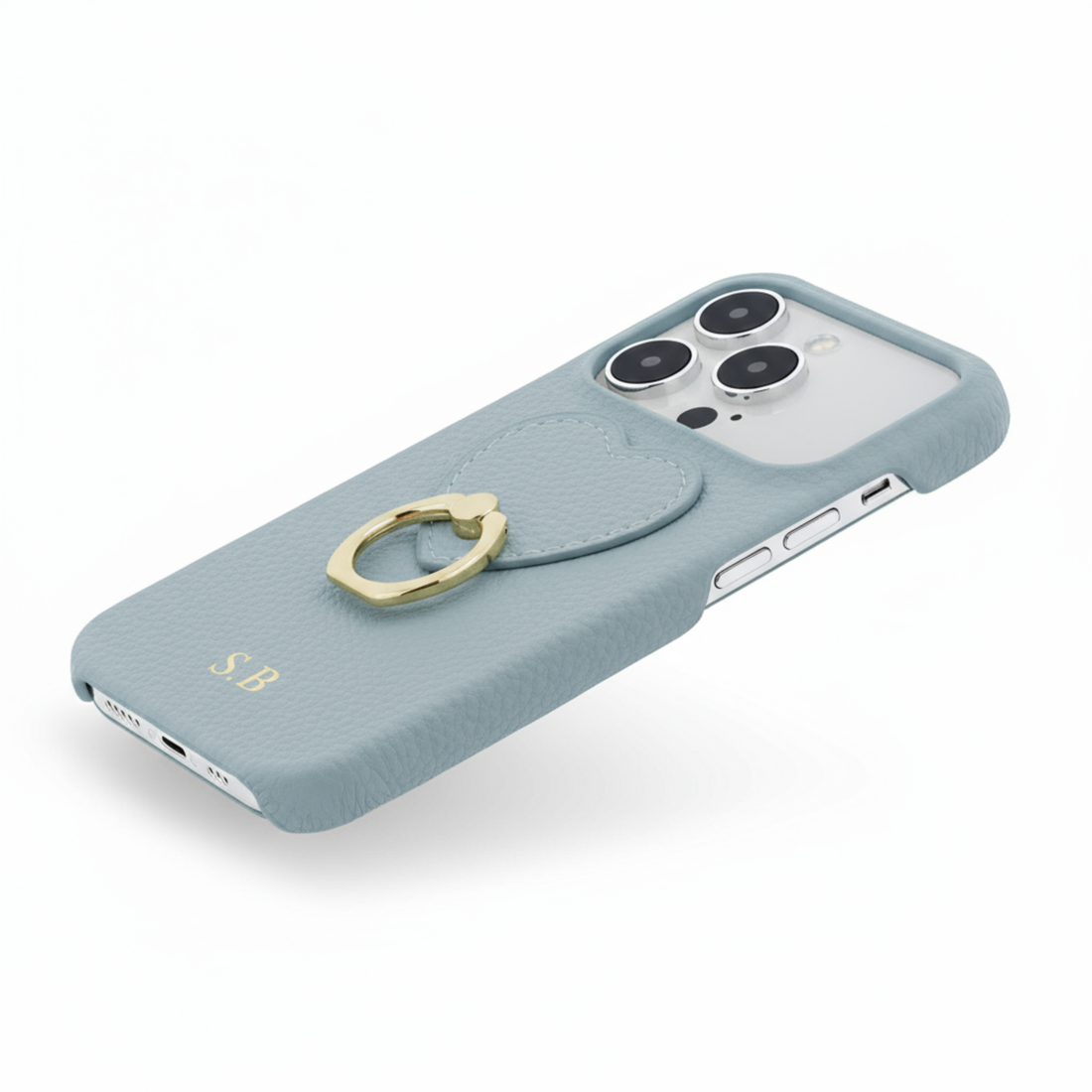 Blue  Heart Ring Leather iPhone Case