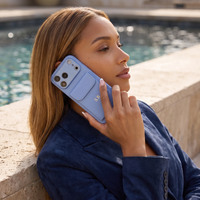 Light Blue Personalized Leather iPhone Case With Card Holder
