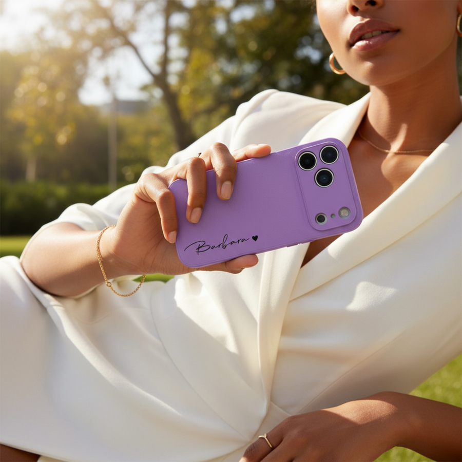 Purple Personalized Leather iPhone Case
