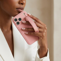 Pink Leather iPhone Case with Strap