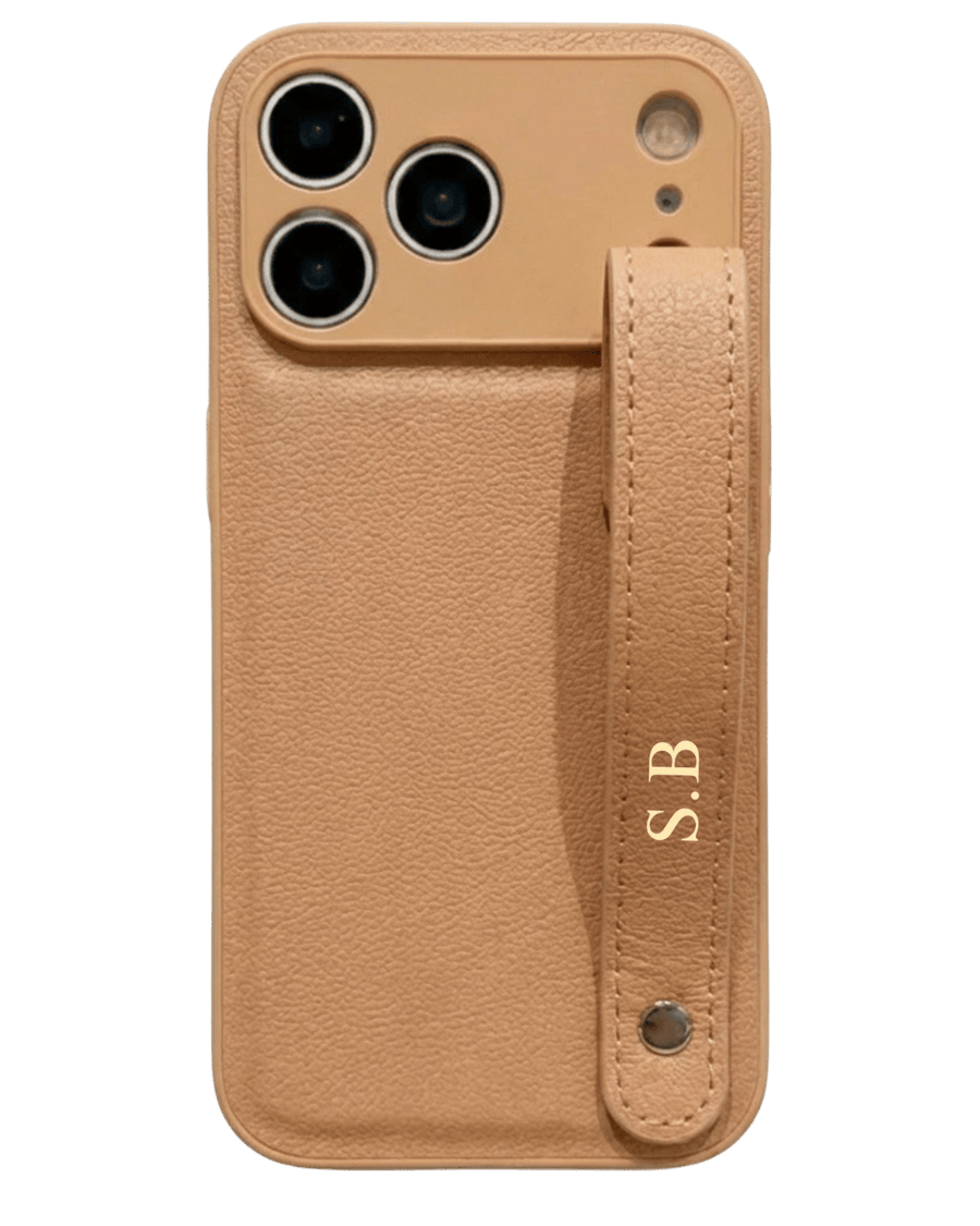 Orange Leather iPhone Case with Strap