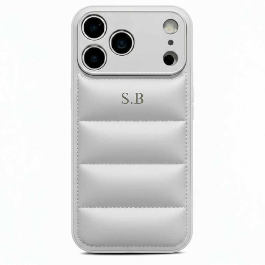 Silver Puffer Leather iPhone Case