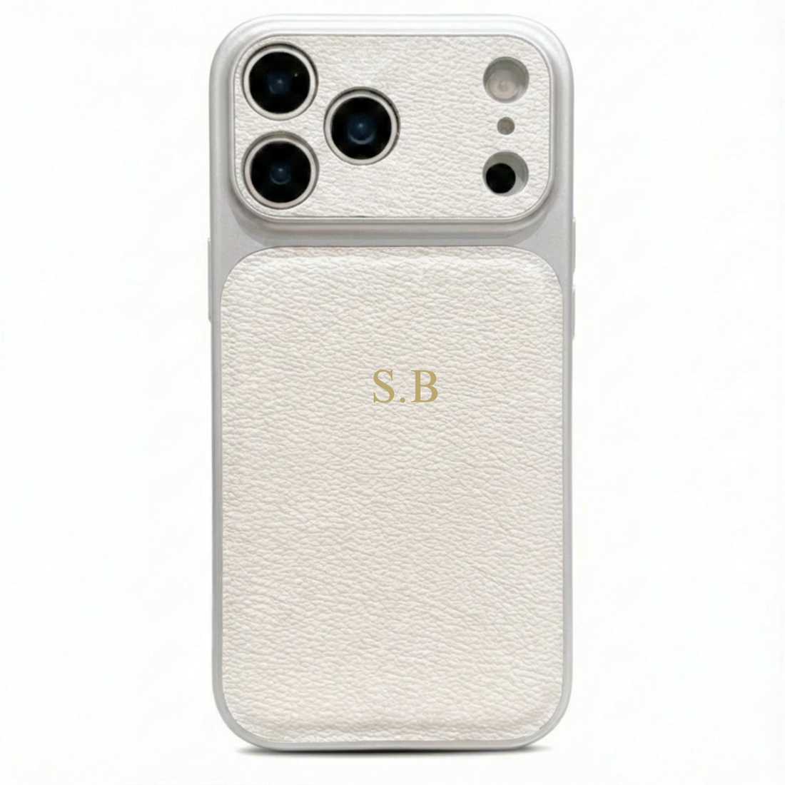 White Personalized iPhone Case With Leather
