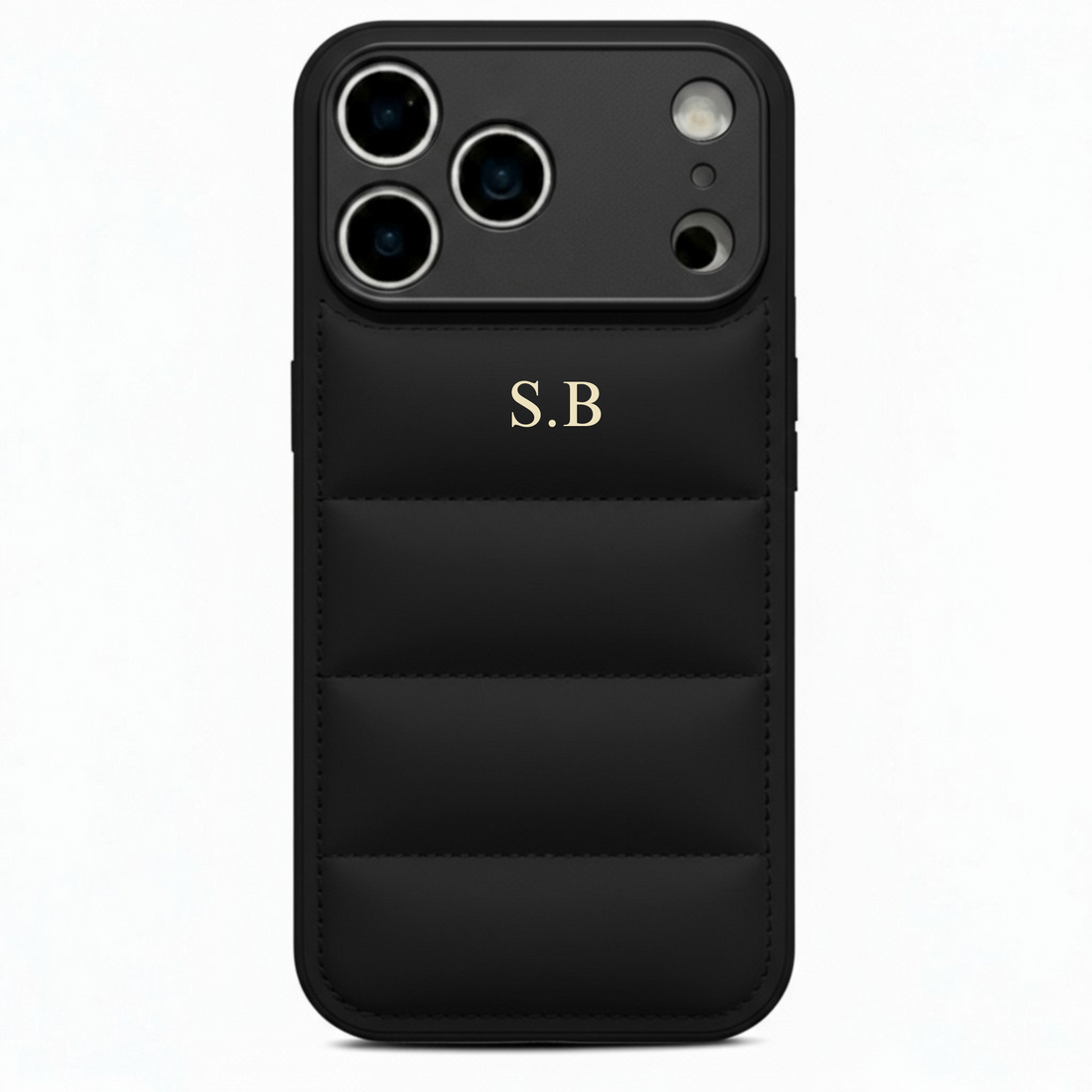Black Puffer Leather iPhone Case