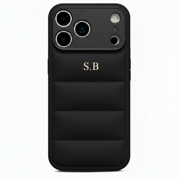 Black Puffer Leather iPhone Case