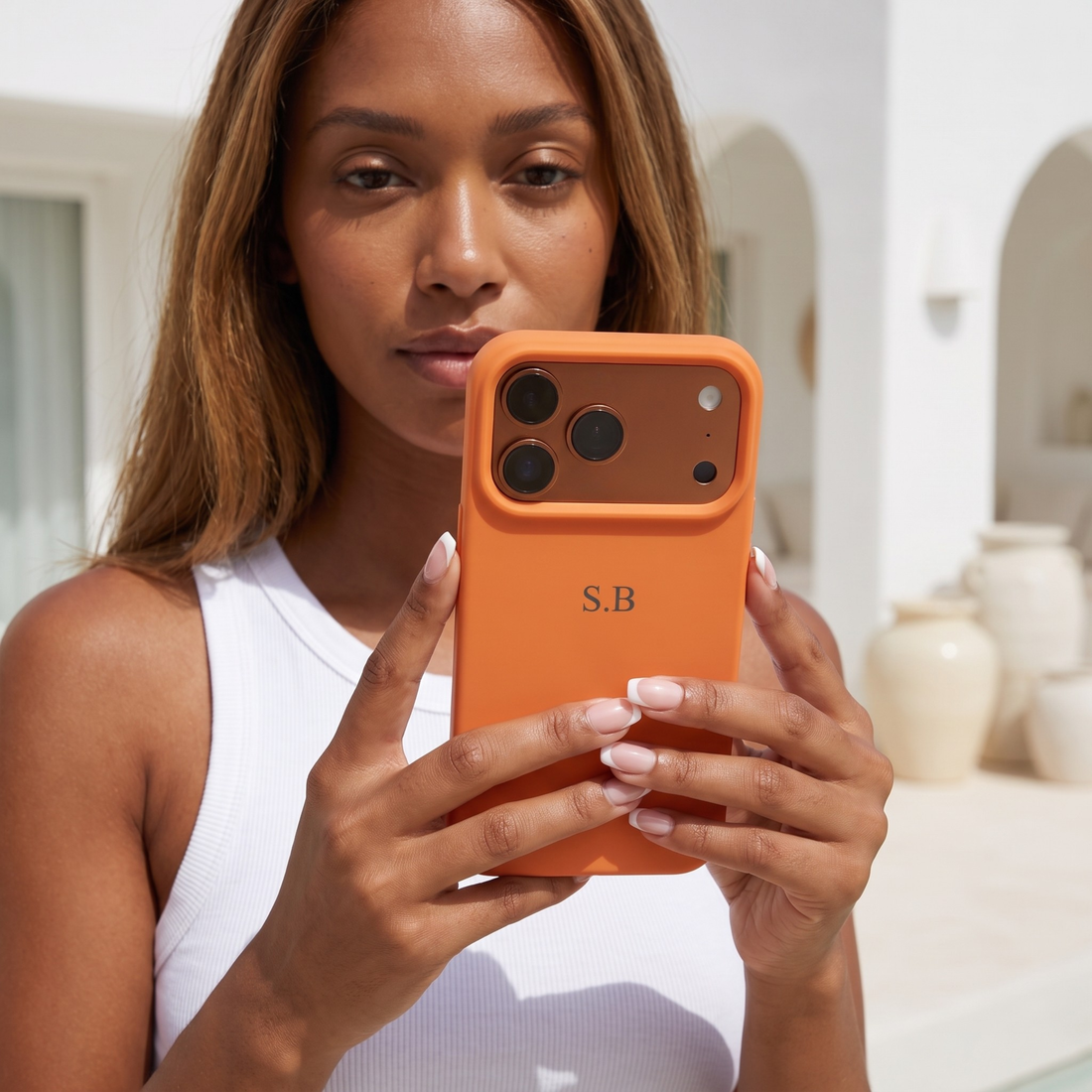 Orange Personalized Liquid Silicone iPhone Case