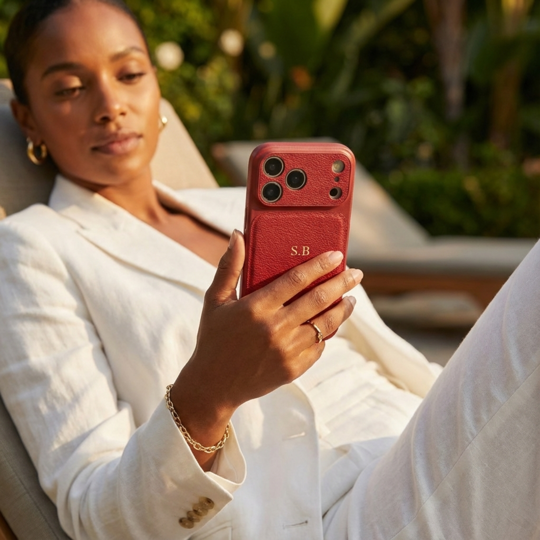 Red Personalized iPhone Case With Leather