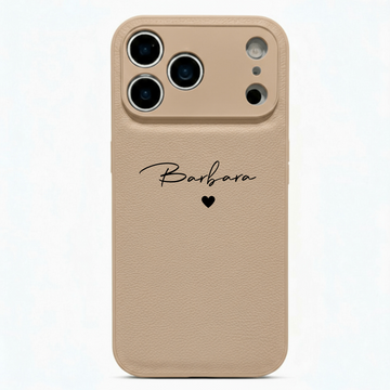Beige Personalized Leather iPhone Case