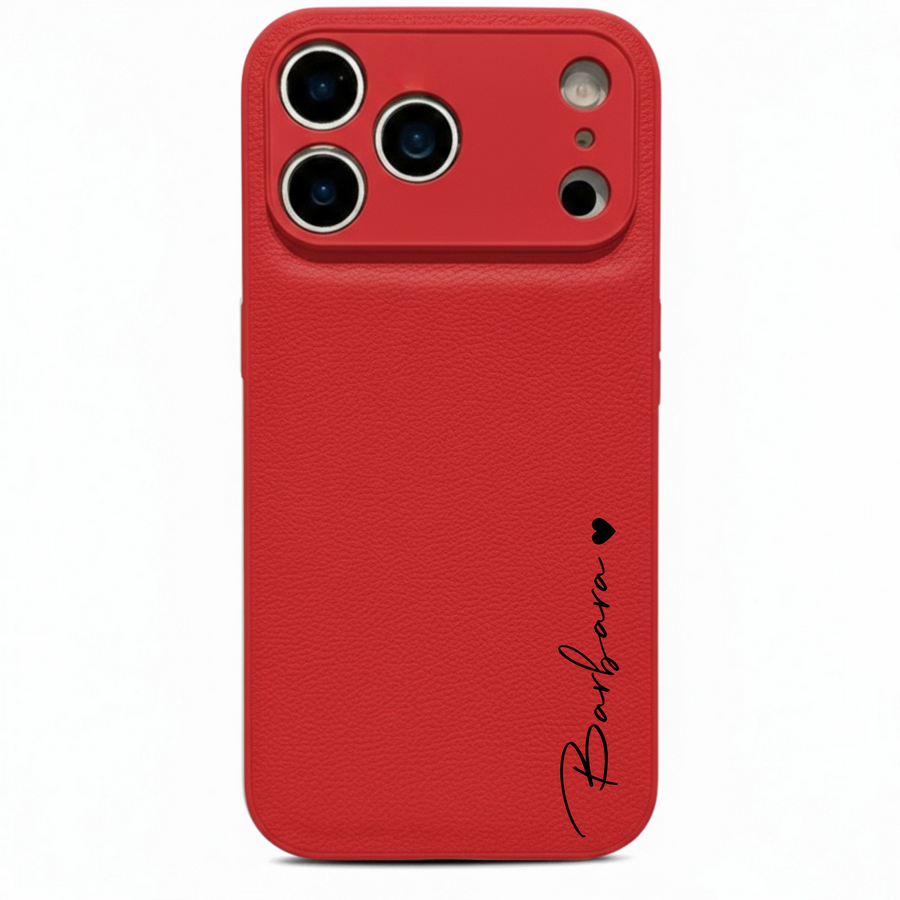 Red Personalized Leather iPhone Case