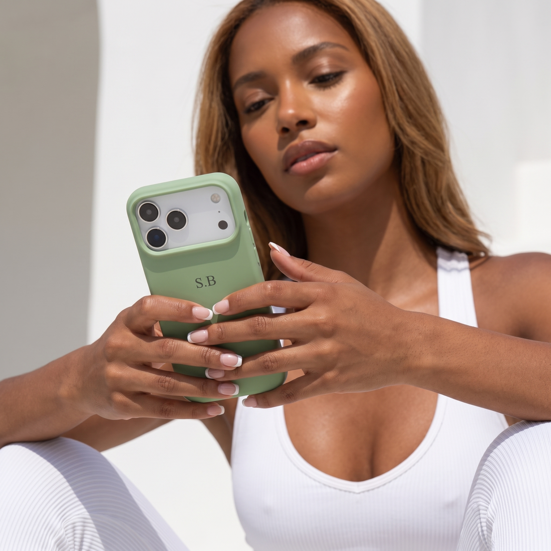 Light Green Personalized Liquid Silicone iPhone Case