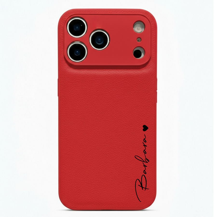 Red Personalized Leather iPhone Case