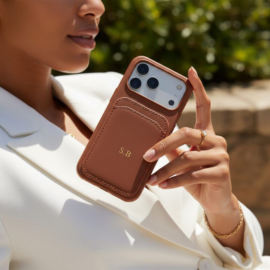 Brown iPhone Case with Card Holder