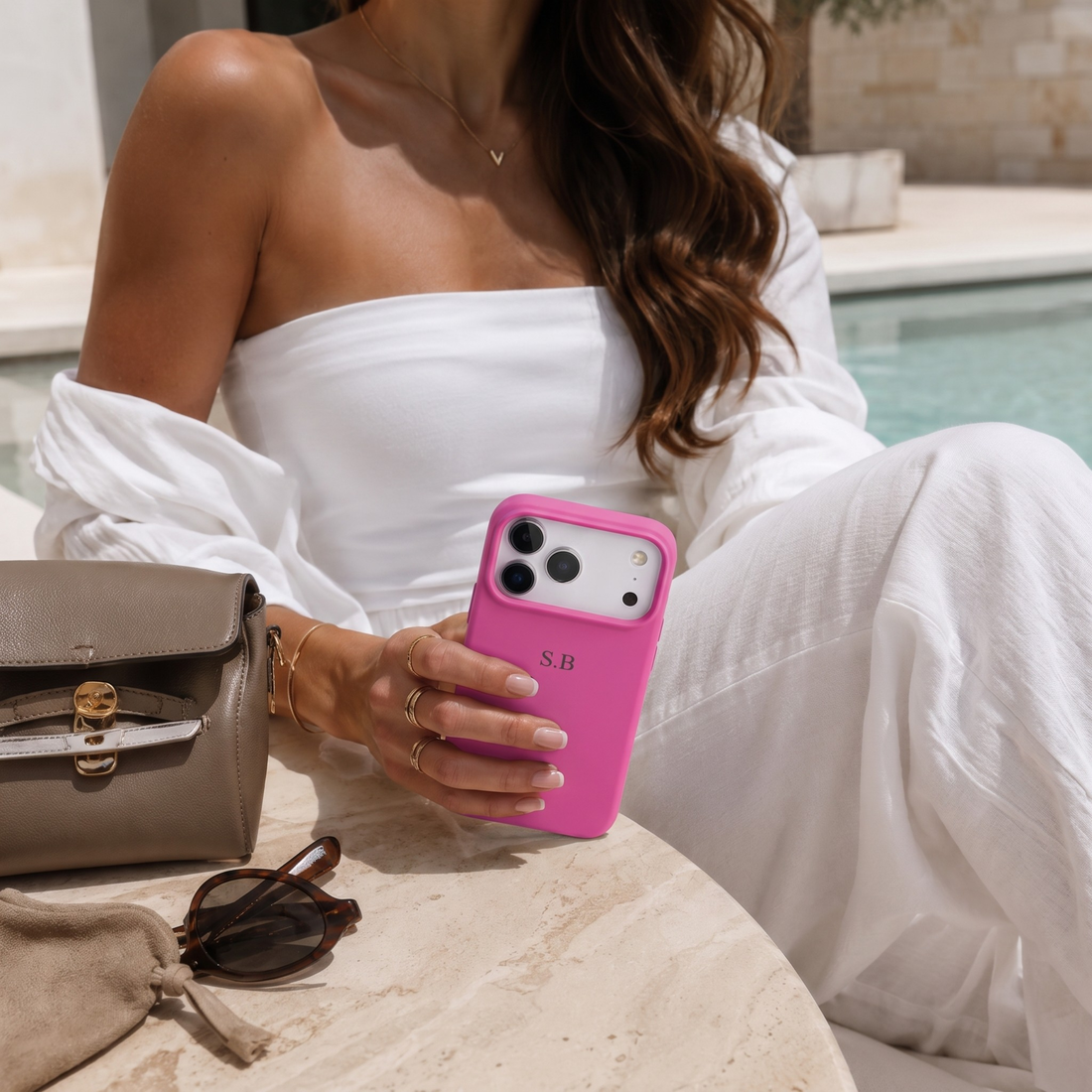 Hot Pink Personalized Liquid Silicone iPhone Case