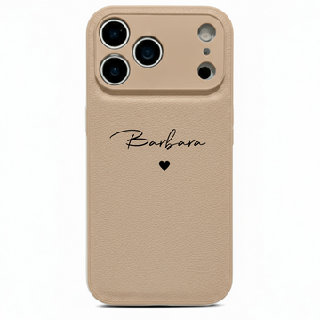Beige Personalized Leather iPhone Case