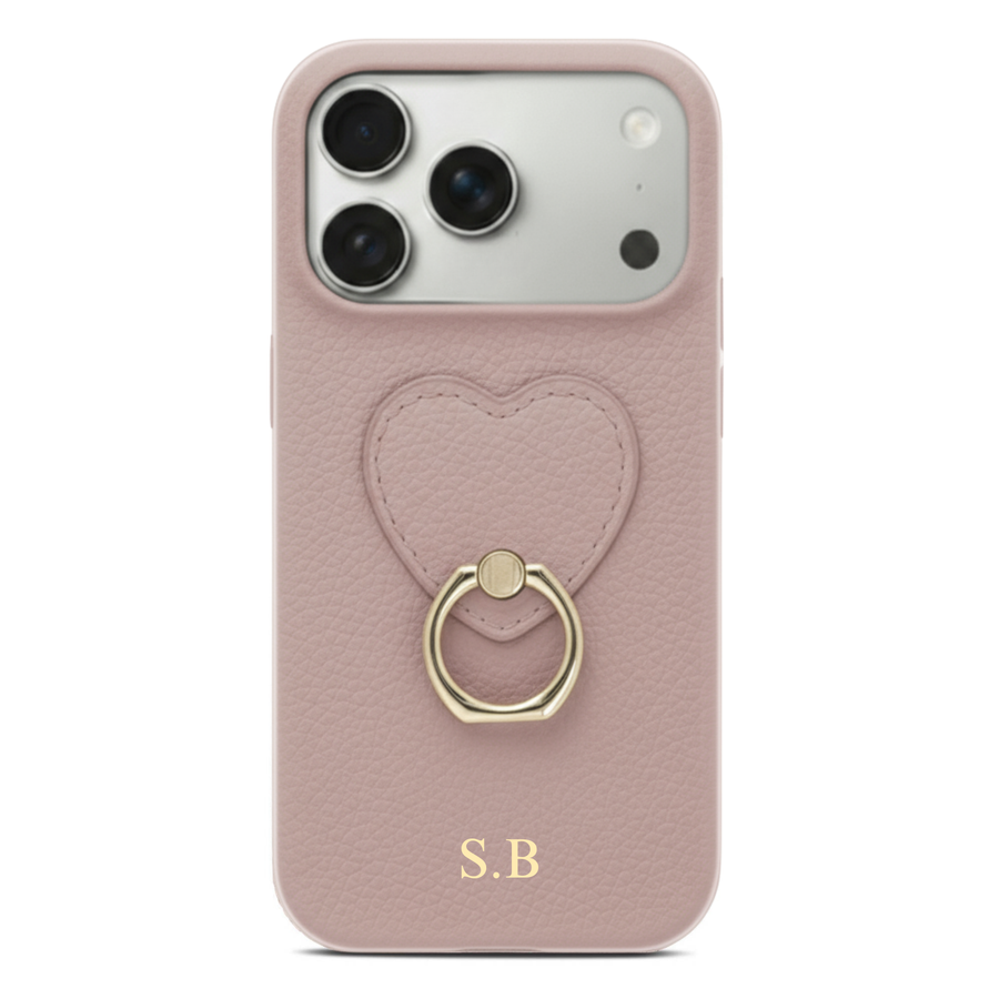 Pink  Heart Ring Leather iPhone Case