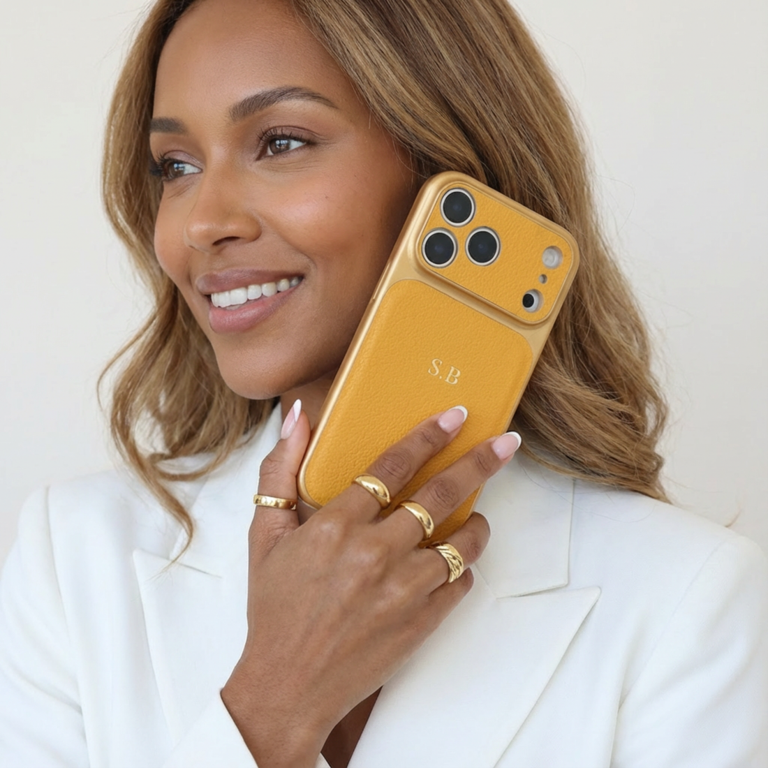 Yellow Personalized iPhone Case With Leather