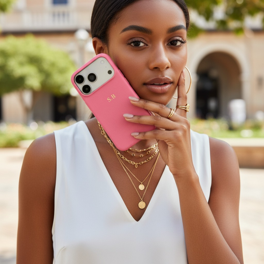 Pink Leather iPhone Case