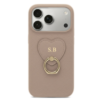 Khaki  Heart Ring Leather iPhone Case