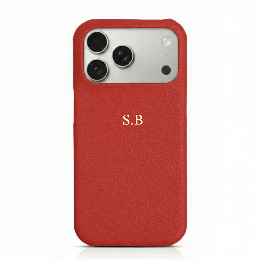 Red Pebble Leather iPhone Case